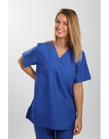Blusa Azulina Cuello Pico MC