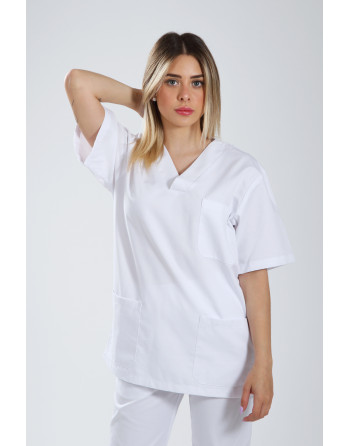 Blusa Blanca cuello pico MC...